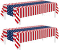 Childom 2 Pack Patriotic Tablecloths,Patriotic Decorations 54" x 108" Disposable American Flag Tablecloths for Event Accessories,Plastic Table Cloth for Veterans,July 4th,Picnic,Dinner,Party Supplies