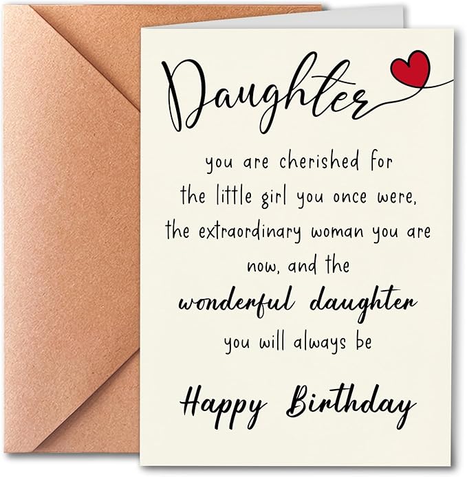 Cute Birthday Cards for Daughters from Mom and Dad, Journey from Girl to Woman, Wonderful Daughter (To Be Cherished Forever) Envelope Filled with Love