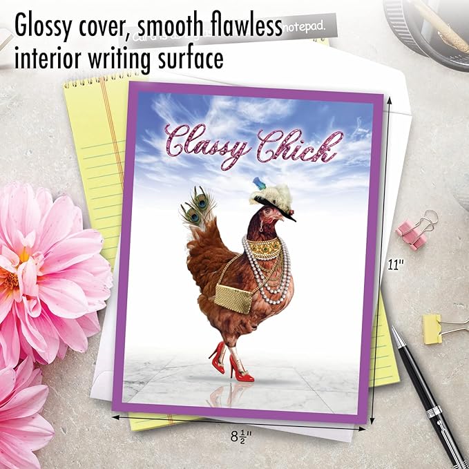NobleWorks Jumbo Funny Birthday Greeting Card From Us 8.5 x 11 Inch with Envelope (1 Pack) Large Jumbo Bday Classy Chick J7230BDG-US