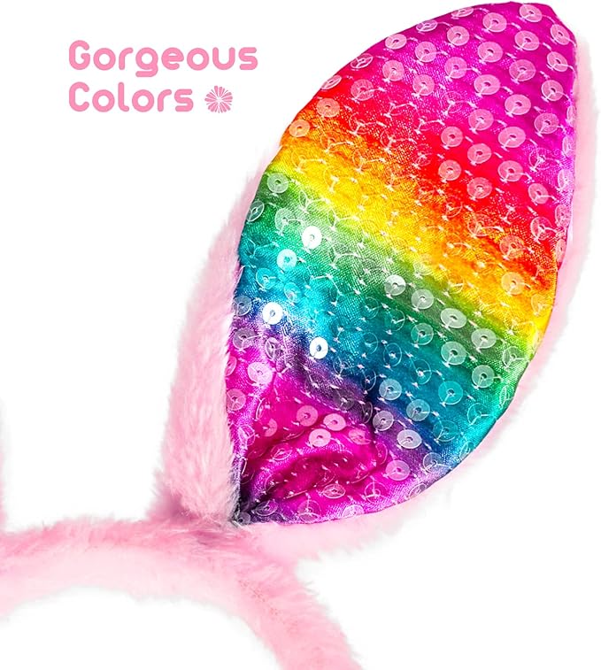 MGparty 12 PCS Easter Bunny Ears Headbands Colorful Rabbit Ear Hairband for Easter Party Decoration for Kids and Adult