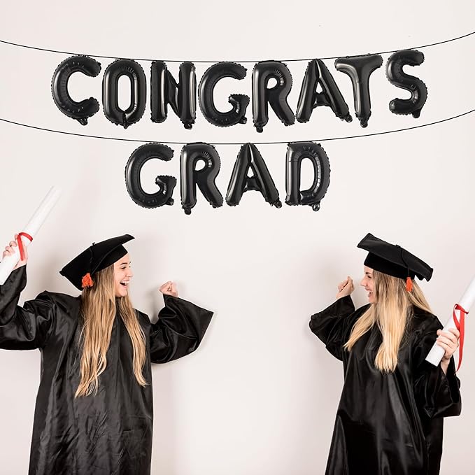 52 Pcs 2 Sets of 16 Inch “A-Z” Letter Balloons Set – Complete Alphabet Mylar Foil Balloons (Each Letter Includes 2 Balloons) for Birthday, Graduations, New Year, and Party Decorations (Black)