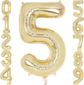 Light Gold Number 5 Balloon 40 Inch, Big Large Foil Helium White Gold Number Balloons, Giant Mylar Number 5 Balloons for 5 Year Old Birthday Party Decorations Supplies Anniversary