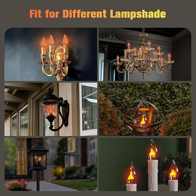 Hompavo E26 Upgraded Flame Light Bulbs, Flickering Fire Light Bulbs Flame Candle for Christmas Halloween Party Patio Porch Home Indoor & Outdoor Decor - 6 Pack