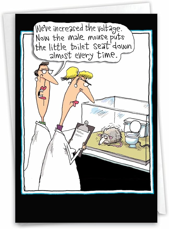 NobleWorks - Funny Birthday Greeting Card with 5 x 7 Inch Envelope (1 Card) Bday Mouse Shocks 4329