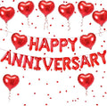 2 Set 16 Inch Happy Anniversary Balloons Letters Banner, Happy Anniversary Decorations, Happy Anniversary Balloons Sign for Valentines Day/Wedding Anniversary Party Decorations (Red Happy Anniversary)