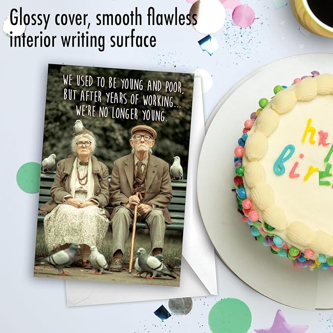 NobleWorks Funny Birthday Paper Card (Friend, Friend) with 5 x 7 Inch Envelope (1 Card) Bday Young And Poor C11062BDG