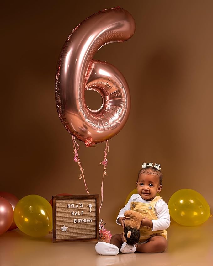 Rose Gold 7 Balloon, Number Balloons 40 Inch, 7th Birthday Decorations for Girls Boys Kids, Party Decoration for Women Men, Number 7 Balloon
