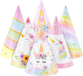 WERNNSAI Birthday Party Hats - 12 Pcs Birthday Party Supplies Cone Hat Headbands Colorful Paper Party Hats for Kids