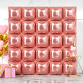 NISOCY 25PCS Rose Gold Square Foil Balloons Wall Backdrop Double Sided Rose Gold Balloon Tunnel Arch Kit for Birthday Valentines Wedding Anniversary Bridal Baby Shower Graduation Party Decorations