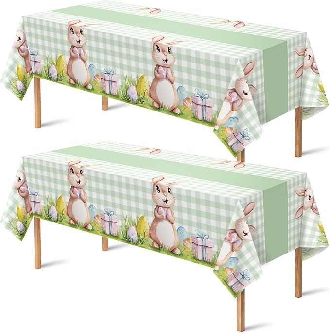 OHOME 2 Pack Easter Decorations - Disposable Plastic Tablecloth for Indoor Outdoor | Easter Party Decorations Favors Supplies for Table Decor Backdrop Banner