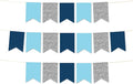 Andaz Press Hanging Pennant Banner with String, Baby Blue, Navy Blue, Silver, 1-Set, 24 Pennants, Approx. 12-Feet Long, Bar Mitzvah Hanukkah Theme Colored Supplies