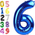 Number 6 Balloon, 40 Inch Foil Big Balloon for Men And Women, Blue Balloons for 6, 16, 26, 60, 2026 Graduation, Birthday, Wedding Anniversary, Xmas, Thanksgiving Day, Party Supplies