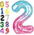 40 Inch Birthday 2 Balloon, Pink Blue Purple Number Balloons for Birthday Party Decoration, Big Number 2 Ballon for 2, 12, 20, 22, 2026 Celebration, Graduation, Birthdays, Baby Shower