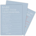 Minimalism Baby Shower Game Kit - Family Feud - Mist Blue - 30 Fill In Game Cards & 1 Answer Card, Gender Reveal, Party Favor & Decor - B05