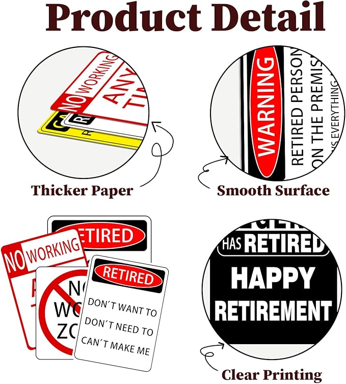 9Pcs Retirement Party Decorations Signs Table Centerpieces Funny Retirement Gifts for Women & Men Picture Props Door Windows Wall Decor Retirement Party