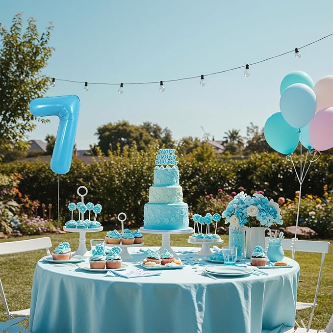 TONIFUL 16 Inch Baby Blue 0-9 Number Mylar Foil Balloons 10 Pcs Custom digitalal Balloons for 2026 New Year Eve Birthday Party Engagement Graduations Anniversary Baby Shower