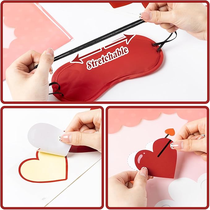 Pin The Heart On The Cupid Arrow Game Large Poster with 24 Pcs Stickers Fun Classroom Activity Party Decorations Wall Decor for Kids Birthday Baby Shower Couples Valentine’s Day