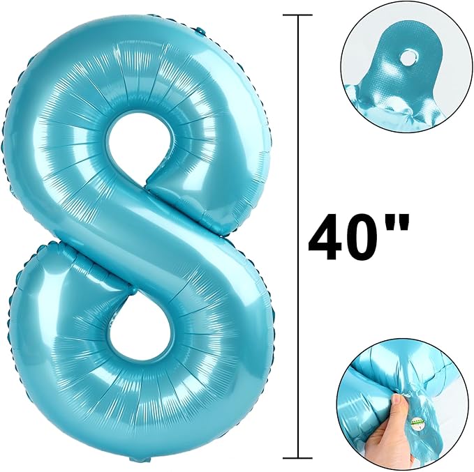 40 Inch Number 8 Balloon Jumbo Dark Blue Digit Foil Balloon for 18 28 38 80 Graduation Anniversary Party Supplies 88th Birthday Photo Booth Backdrop for Boys Girls