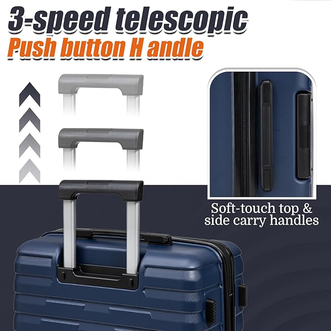 Cosbarn Luggage Sets 5 Piece Suitcases with Wheels, Suitcase Set ABS Hard Case Luggage with Spinner Wheels Durable Travel Luggage