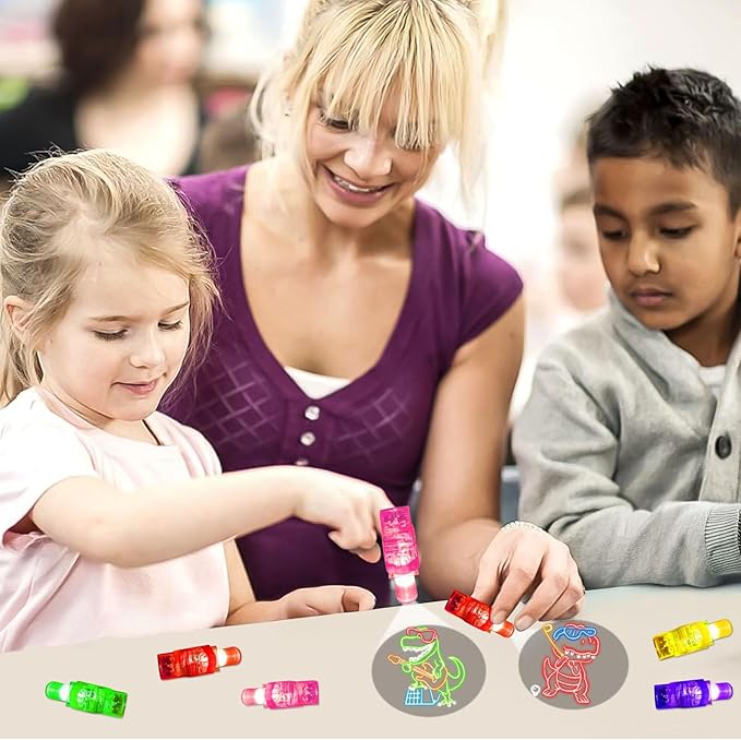 24PCS Party Favors LED Finger Lights, Glow in the Dark Light Up Toys Gifts Bulk for Kids Boy Girl Birthday Goodie Bags Stuffers Party Decorations Back to School Party Classroom Prizes (dinosaur)