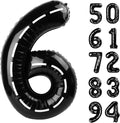 Race Car 6 Balloon, Number Balloons 40 Inch, 6th Black Balloons for Birthday Decorations, Black Race Party Decorations 6 Birthday Balloon, Number 6 Balloon