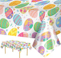3 Pack Easter Tablecloth - Watercolor Easter Eggs Plastic Table Cloths, Disposable Rectangle Spring Flowers Table Cover for Indoor or Outdoor Tables Decor Party Decorations Supplies, 54" x 108"
