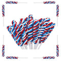 Red White and Blue Twisty Lollipops Individually Wrapped Twist Suckers Bulk for Party Favors Kid's Lollipop Candy for Birthday Blueberry Flavors 30 Pack