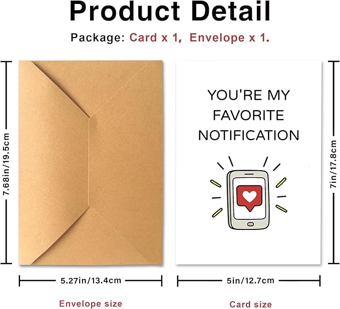 KINGNAME Cute Romantic Notification Card, Tech Love Card for Partner, Funny Phone Message Card for Boyfriend Girlfriend Husband Wife