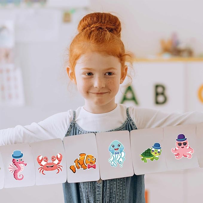 24 Sheets Sea Animals Make a Face Sticker Sheets for Kids Todders Activities, Make Your Own Stickers for Kids Birthday Party Favor Supplies Craft