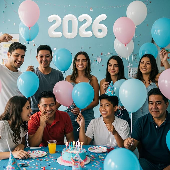 TONIFUL 2026 White Foil Number Balloons 16 Inch White Number Banner 2026 Graduation Aluminum Foil Mylar Balloons for New Year Eve Christmas Anniversary Party Supplies