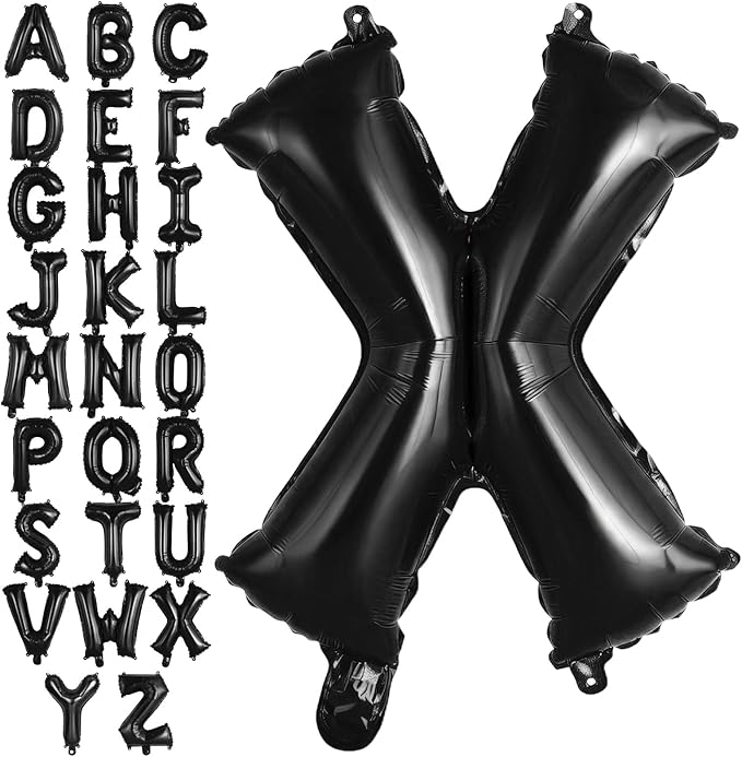 Black Letter X Balloons, 40 Inch Large Foil Letter Balloons, Custom Phrase Balloon for Birthday Party Wedding Anniversary Decoration (Black X)