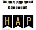 Andaz Press Faux Gold Glitter on Black Birthday Party Banner Decorations, Happy Fucking Whatever, Approx 5-Feet, 1-Set, Birthday Milestone Colored Hanging Pennant Decor