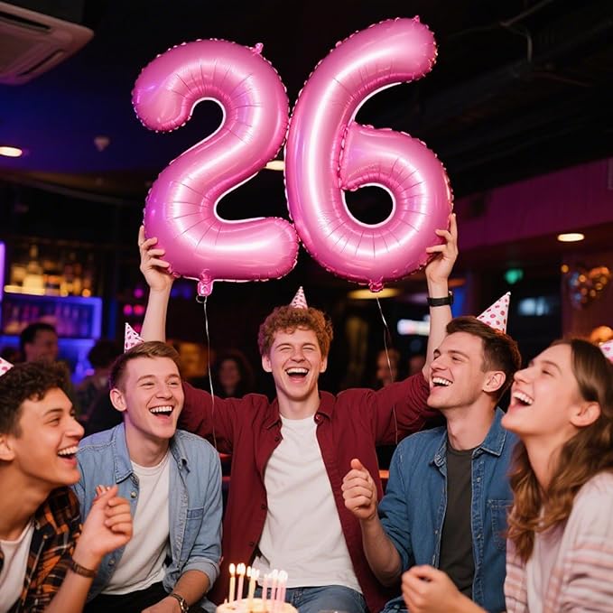 Pink Large 6 Number Balloons 40 Inch Big Foil Helium Number Balloons 6 Jumbo Happy 6 16 26 Mylar Birthday Party Decorations for Girl Anniversary Party Supplies