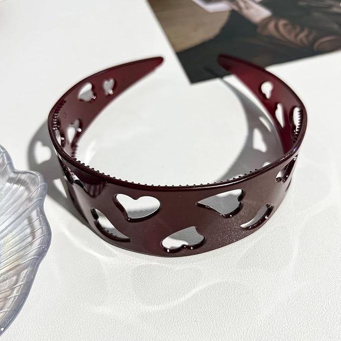 1pcs New u Shape Fashion Tooth Hair Comb Headband Valentines Headbands Vintage High Cranium Hairband with Teeth Head Bands Hollow Heart Headband for Women Holiday Party Head Wear Accessories