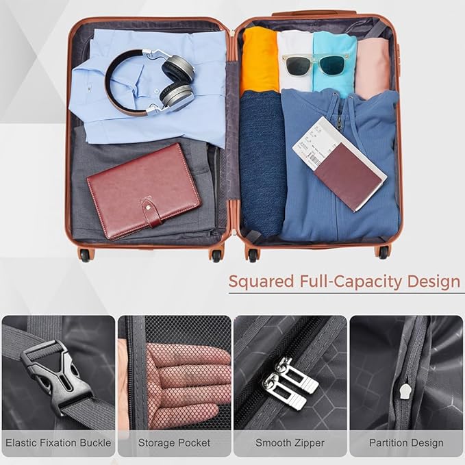 24 Inch Checked Suitcase with TSA Lock Travel Duffel Bag Wet-Dry Toiletry Bag, Black