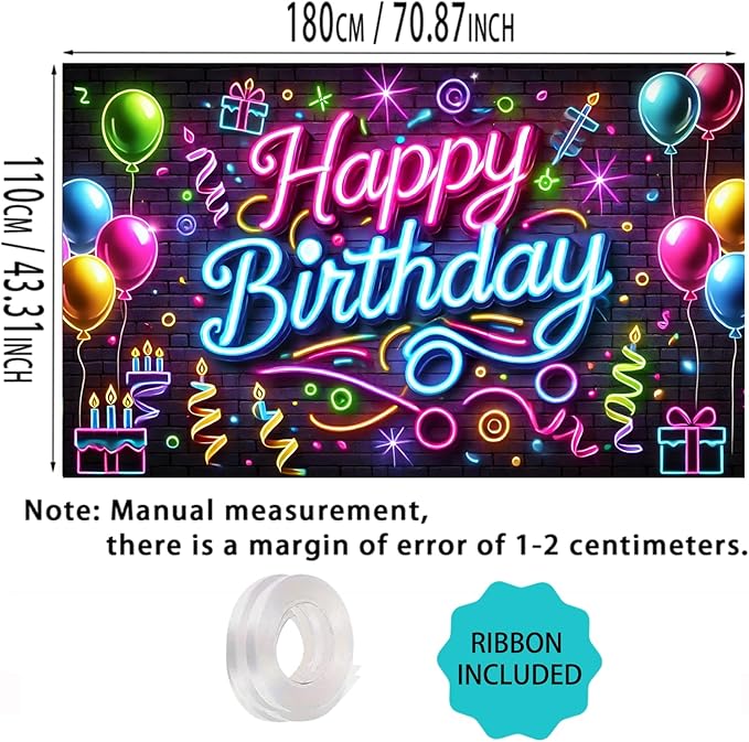 Nuxovilar Happy Birthday Banner Polyester 43x70.86 Inches Banner Happy Birthday for Childrens Party Indoor Event Home Gathering