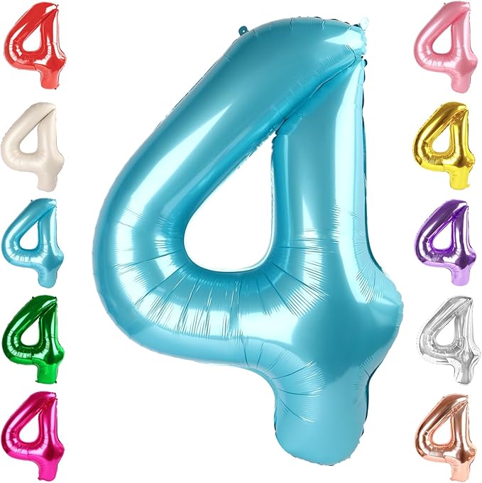 40 Inch Large Numbers Balloon, 4 Pearl Blue Ballon for 4th 14 40 44 Birthday Party, Balloon 4 Number for Graduations Wedding Supplies