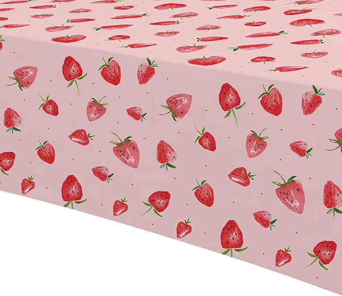 Strawberry Party Decorations Tablecloth, Disposable Strawberry Birthday Party Supplies Tablecover, Berry Sweet Birthday Baby Shower Decorations Table Cloth, 3 Pcs, 54in x 108in