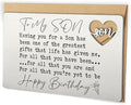 To My Son Happy Birthday Wallet Insert Card, Stainless Steel Laser-Engraved Postcard with Heart Cutout, Sentimental Birthday Gift for Son from Mom and Dad, Inspirational Pocket Keepsake QBK04