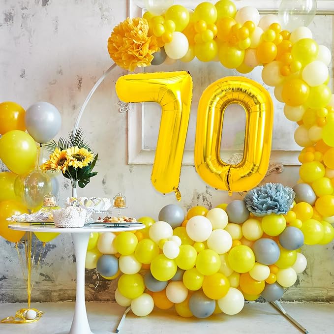 40 Inch Gold Large Numbers Balloons 0-9, Giant Jumbo Number 7 Digit 7 Helium Balloons, Foil Mylar Big Number Balloons for Women Men 17 27 70 Birthday Party Anniversary Supplies Decorations