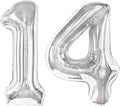 Silver Number 14 Balloon 40 inch, 14 Number Balloons, 14th Silver Birthday Decorations for Girls Boys Kids, 14 Year Old Silver Party Supplies