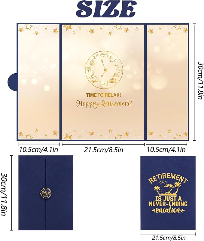 Trgowaul Retirement Party Decorations, Happy Retirement Guest Book Alternative, Blue Gold Happy Retirement Signature Book, Funny Card Congrats Retired Party Supplies Gifts Sign for Men Women Coworkers