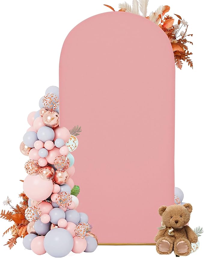 Arch Covers,Arch Backdrop Stand Fitted Cover for Wedding Birthday Party Ceremony Banquet Decoration(6.6FT,Light Pink,Cover Only)