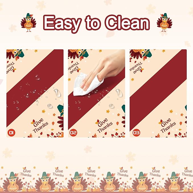 Thanksgiving Tablecloth,2 Pack Disposable Plastic Tablecloths for Rectangle Tables 54"x108",Thanksgiving Decorations,Turkey Table Cloths for Home,Dinner,Give Thanks Table Cover for Picnic,Birthday