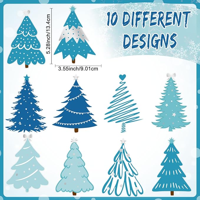 Colarr 50 Pack Winter Hanging Swirls Decorations Blue Tree Foil Ceiling Swirls Spiral Streamers Ornaments for Classroom Office Home Xmas Holiday Winter Party Supplies