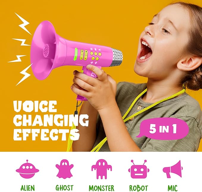 Mini Explorer Voice Changer for Kids for Kids - Voice Changing Device for Boys & Girls Ages 3-8+ Olds Birthday Gifts for 3, 4, 5, 7, 8 Year Old Boy - Toys Gift Ideas for Kid, Toddler (Pink)