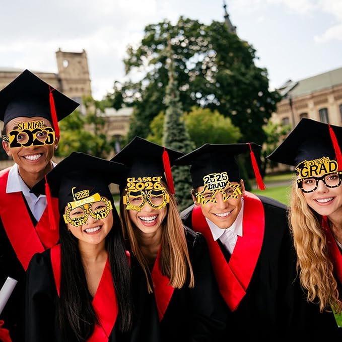16PCS Graduation Glasses, 2026 Graduation Paper Eyeglasses Photo Booth Props for Class of 2026 Grad Party Supplies