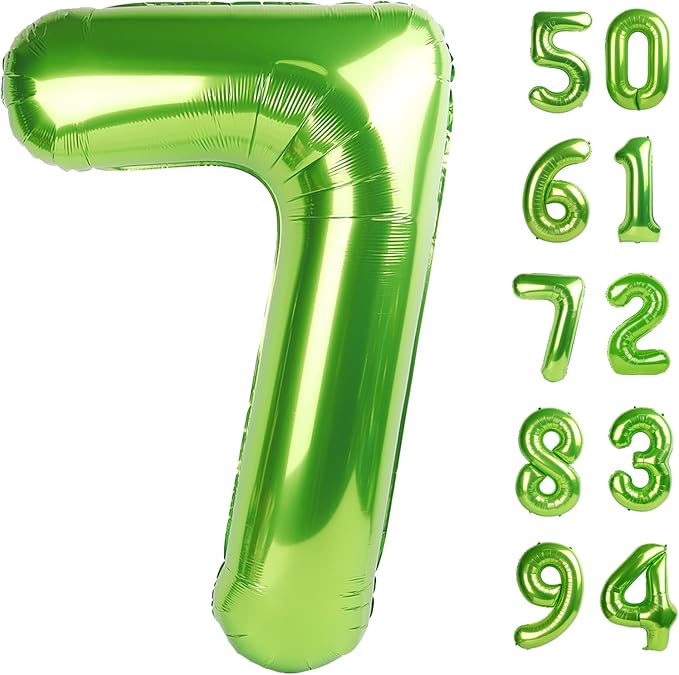 Light Green 7 Balloon, Number Balloons 40 Inch, 7th Birthday Decorations for Girls Kids, Party Decoration for Women, Number 7 Balloon