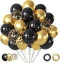 Black and Gold Balloons, 50PCS 12 Inch Black and Gold Confetti Balloon Party Decorations for Birthday,Graduation,New Years,Wedding,Engagement Party Decorations