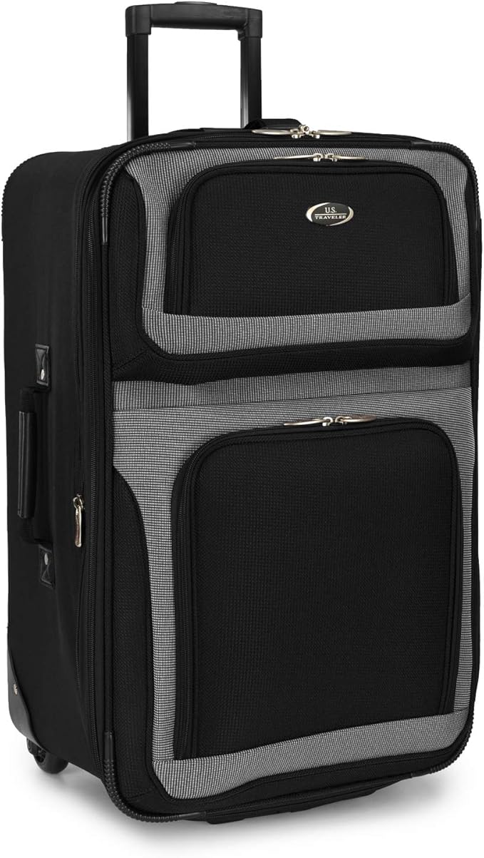 U.S. Traveler New Yorker Lightweight Expandable Rolling Luggage, Black, 4-Piece Set